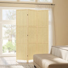 HOMCOM 3-Panel Bamboo Wave Freestanding Room Divider for Indoor Bedroom Office - Natural Wood-Solid wood with bamboo woven patterns for solidness and a rustic feeling
