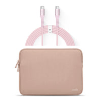 LOGiiX Vibrance Neo Sleeve Bundle with USB-C to USB-C Cable - Blush-13" neoprene sleeve & 2.5m (8.2ft) USB-C to USB-C cable for extended-reach