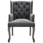 Modway Realm French Vintage Dining Performance Velvet Armchair - Grey-Weathered Rubberwood Legs