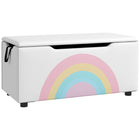 Qaba Kids Bench Toy Box Storage - White-Access spacious storage with a simple lift of the top 
