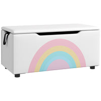 Qaba Kids Bench Toy Box Storage - White-Access spacious storage with a simple lift of the top 