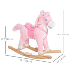 Qaba Kids Plush Rocking Horse with Realistic Sounds - Pink-Soft huggable plush body with comfortable saddle for those long journeys 