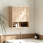 HOMCOM Bathroom Wall Cabinet with Adjustable Shelf, Open Shelf and Marble Effect Top - Oak-Unique design elevate your bathroom's style and decor