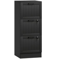 HOMCOM 3-Drawer Letter/A4 Filing Cabinet with Lock - Black-Three file drawers minimizes office clutter
