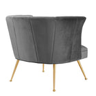 Modway Veronica Channel Tufted Performance Velvet Armchair - Grey-Non-Marking Foot Glides