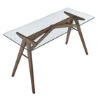 Modway Steadfast 56" Glass Top Office Desk - Walnut-Wood Grain Veneer