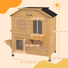 PawHut - Maison pour chat d’extérieur à 2 étages en bois pour chats errants, jaune-2 étages, avec un grand espace pour que l’animal puisse jouer et se reposer 