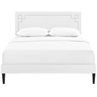 Modway Josie Vinyl Queen Platform Bed with Squared Tapered Legs - White-Center Rail with Support Two Legs
