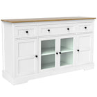 HOMCOM 55.1" L Sideboard Buffet Cabinet with Storage and 3 Drawers - White-Three drawers and cabinets increase storage options