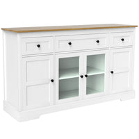 HOMCOM 55.1" L Sideboard Buffet Cabinet with Storage and 3 Drawers - White-Three drawers and cabinets increase storage options