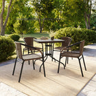 Flash Furniture Medium Brown Rattan Indoor-Outdoor Restaurant Stack Chair-Dark brown chairs in rattan style