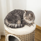 PawHut 28" 3-Story Cat Condo Tower - Khaki/Brown-Suitable for the weight of cat under 9lbs(4 kg)