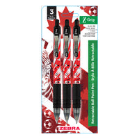 Zebra Z-Grip Soccer Design Ballpoint Pens Retractable - 1.0mm - Black - 3 Pack-Black ink