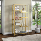 Hudson&Canal Johann 68"H Bookcase - Brass-Handcrafted finish is applied to the steel frame