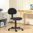 HOMCOM Armless Adjustable Height Swivel Office Chair with Wheels - Black-Elastic fabric ensures breathability and comfort