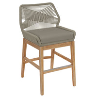 Modway Wellspring Outdoor Patio Teak and Rope Counter Stool - Light Gray Greige-Natural Wood Grain Finish