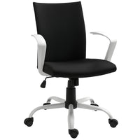 Vinsetto Mid Back Linen Swivel Computer Chair - Black-Comfortable backrest line design with thick padding, provides extra comfort