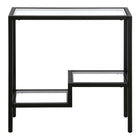 Hudson&Canal Lovett 24"W Rectangular Side Table - Blackened Bronze-Top and shelves are made of durable tempered glass