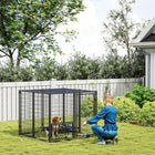 PawHut Outdoor Dog Run with Adjustable Rotating Dog Bowls - 4.6' x 4.6' x 3.7' - Black-Easy assembly with two people completes setup in 30 minutes 