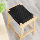 Modway Saoirse Woven Rope Wood Counter Stool - Natural Black - Set of 2-Assembly Required