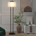 Hudson&Canal Adair 68" Tall Floor Lamp with Fabric Shade - Blackened Bronze/White-Rated for one 100W incandescent bulb - 9W LED bulb, 23W fluorescent (CFL) bulb, or 9W self-ballasted LED bulb, E26-base bulb, Bulb not included