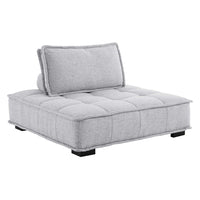Modway Saunter Tufted Fabric Armless Chair - Light Grey-Sectional Sofa Armless Chair