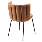 Modway Virtue Vegan Leather Dining Chair - Black/Tan - 2 Pack-Chair Weight Capacity: 331 lbs.