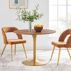 Modway Pursuit 40" Dining Table - Walnut Gold-Chip-Resistant Metal Pedestal Base