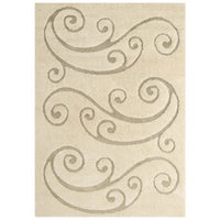 Modway Jubilant Sprout Scrolling Vine Shag Area Rug - 5 ft W x 8 ft L - Creame/Beige-Sprout Scrolling Vine Shag Area Rug