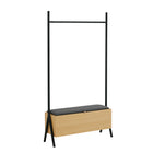 Manhattan Comfort Paloma 38" Modern Linen Weave Upholstered Open Hanging Closet - Natural Oak-Seating Capacity for Up To 2