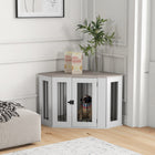 PawHut 41" Corner Dog Crate Furniture with Cushion - White-Easy entry and exit through a large entrance 