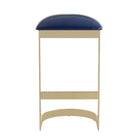 Manhattan Comfort Aura 16.54" Modern Faux Leather Upholstered Bar Stool - Blue and Polished Brass - 3 Pack-Includes Footrest Base