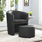 Modway Divulge Armchair and Ottoman - Black-Foam padded faux leather