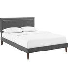 Modway Jessamine Fabric Full Platform Bed with Squared Tapered Legs - Grey-Wood Frame / Particleboard Panel
