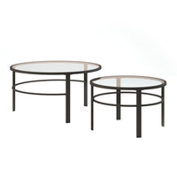 Hudson&Canal Gaia Round Nested Coffee Table - Blackened Bronze-Handcrafted blackened bronze finish is applied to the steel frame