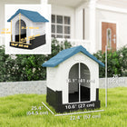 PawHut 22.4" W Outdoor Dog House with Windows for Miniature Dogs - Blue-Includes a front door and three windows, allowing air to pass through for ventilation 