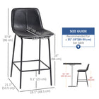HOMCOM Microfiber Upholstered Bar Stools - Black - 2 Pack-Lower footrest prevents legs from dangling
