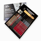Mont Marte Signature Sketch and Drawing 30-Piece Set-A kneadable eraser, eraser, sharpener, sandpaper block, paper stump and tortillon help blend, lift highlights and sharpen details