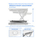 Rocelco Deluxe Adjustable Height Desk Riser with Enhanced Vertical Lift Range - White-New wider keyboard tray to accommodate ergonomic and gaming keyboards