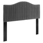Modway Brielle Channel Tufted Performance Velvet Twin Headboard - Charcoal-Channel Tufted Twin Headboard