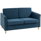 HOMCOM 56" Loveseat Sofa with Wooden Legs - Blue-Solid wood frame with robust wooden legs for superior stability