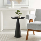 Modway Maren Round Side Table - Black-Conical Pedestal Base