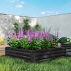 Outsunny Galvanized Steel Planter Raised Garden Bed - 47" L x 47" W x 12" H - Grey-Open bottom design makes it great for long rooted plants 