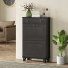 HOMCOM Narrow Shoe Cabinet with 2 Flip Drawers for Storage - Black-Compact design fits in narrow spaces