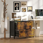 HOMCOM Lateral File Cabinet for Home Office - Rustic Brown-Tabletop can hold printers, scanners or display person items