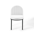 Modway Isla Channel Tufted Upholstered Fabric Dining Side Chair - Black/White-8