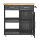 Modway Culinary Kitchen Cart With Towel Bar - Charcoal Natural-8