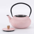 Minimal Enamelled Cast Iron Teapot - Line Pink - 0.6 L-Distributes heat evenly, maintains temperature longer