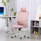 HOMCOM Ergonomic Office Chair with Adjustable Headrest - Pink-90° flip-up armrests save space and slide easily under any desk