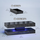 HOMCOM Marble-Effect Coffee Table with LED Light - Effect Black-Two smooth-glide drawers help reduce living room clutter